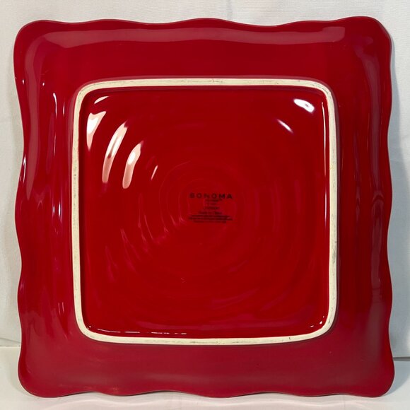 Sonoma Life Style Crimson Square Plate Platter Swirled Pattern Red 11"  Preowned - Picture 2 of 4